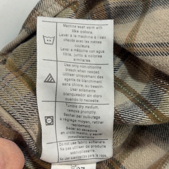 Vtg Carhartt Mens Large Tall Long Sleeve Button Cotton Brown Plaid Flannel Shirt - Picture 12 of 12